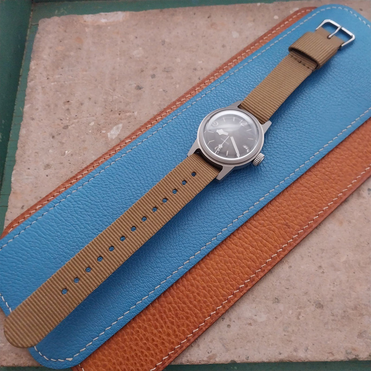 18mm RAF Style Khaki Nylon Single-Pass Field Watch Strap
