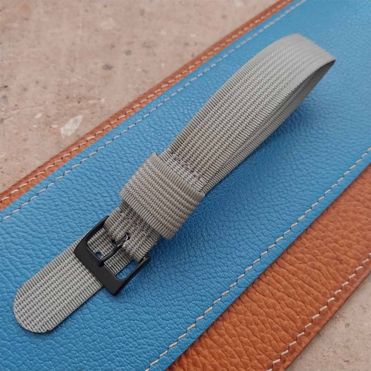 18mm RAF Gray Ribbed Nylon Single-Pass Field Watch Strap