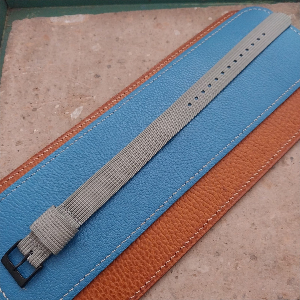 18mm RAF Gray Ribbed Nylon Single-Pass Field Watch Strap