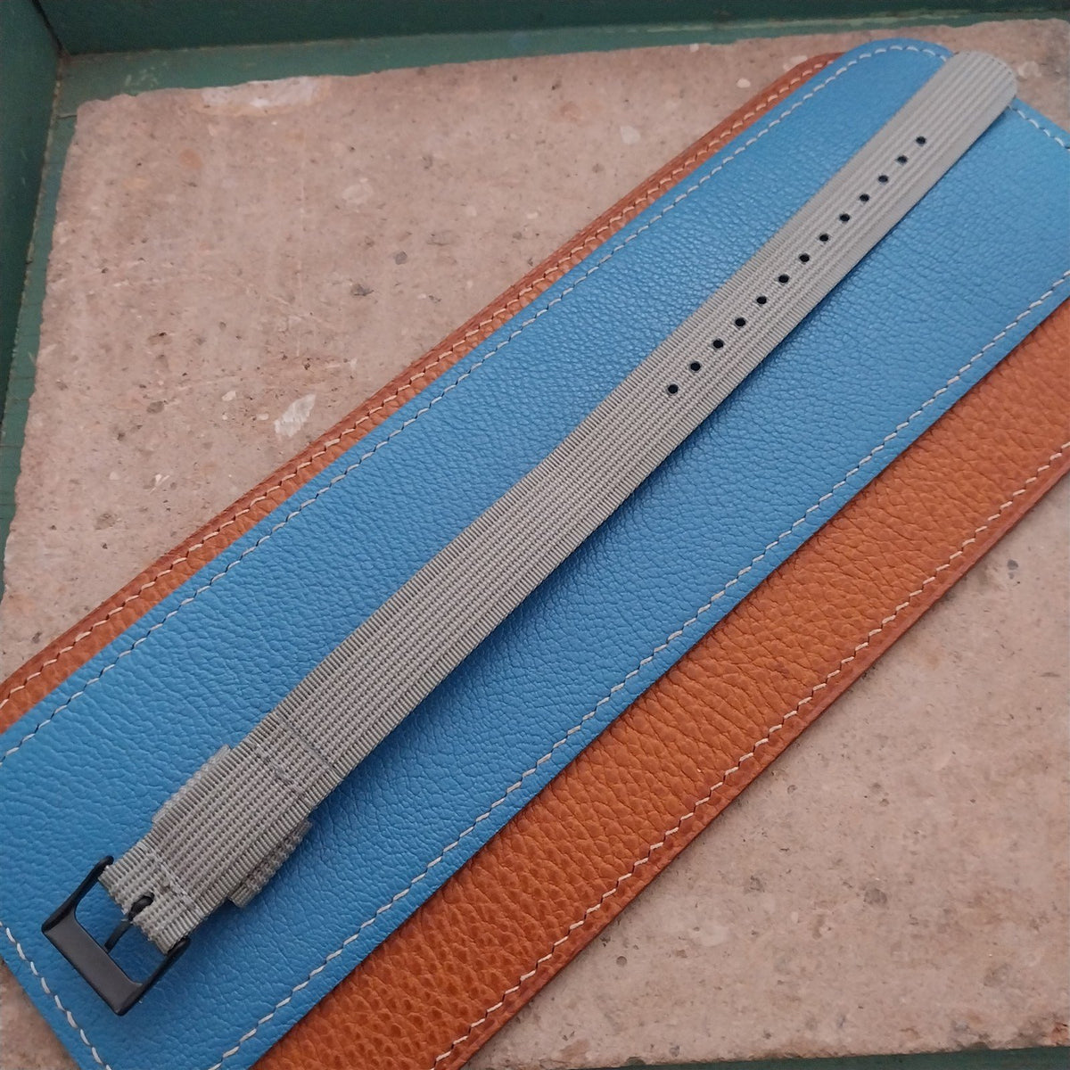 18mm RAF Gray Ribbed Nylon Single-Pass Field Watch Strap