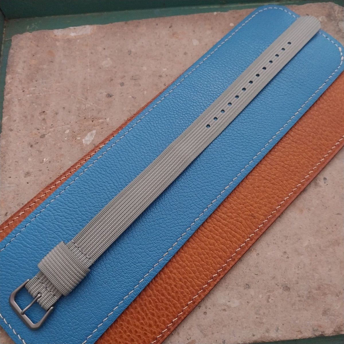 18mm RAF Gray Ribbed Nylon Single-Pass Field Watch Strap