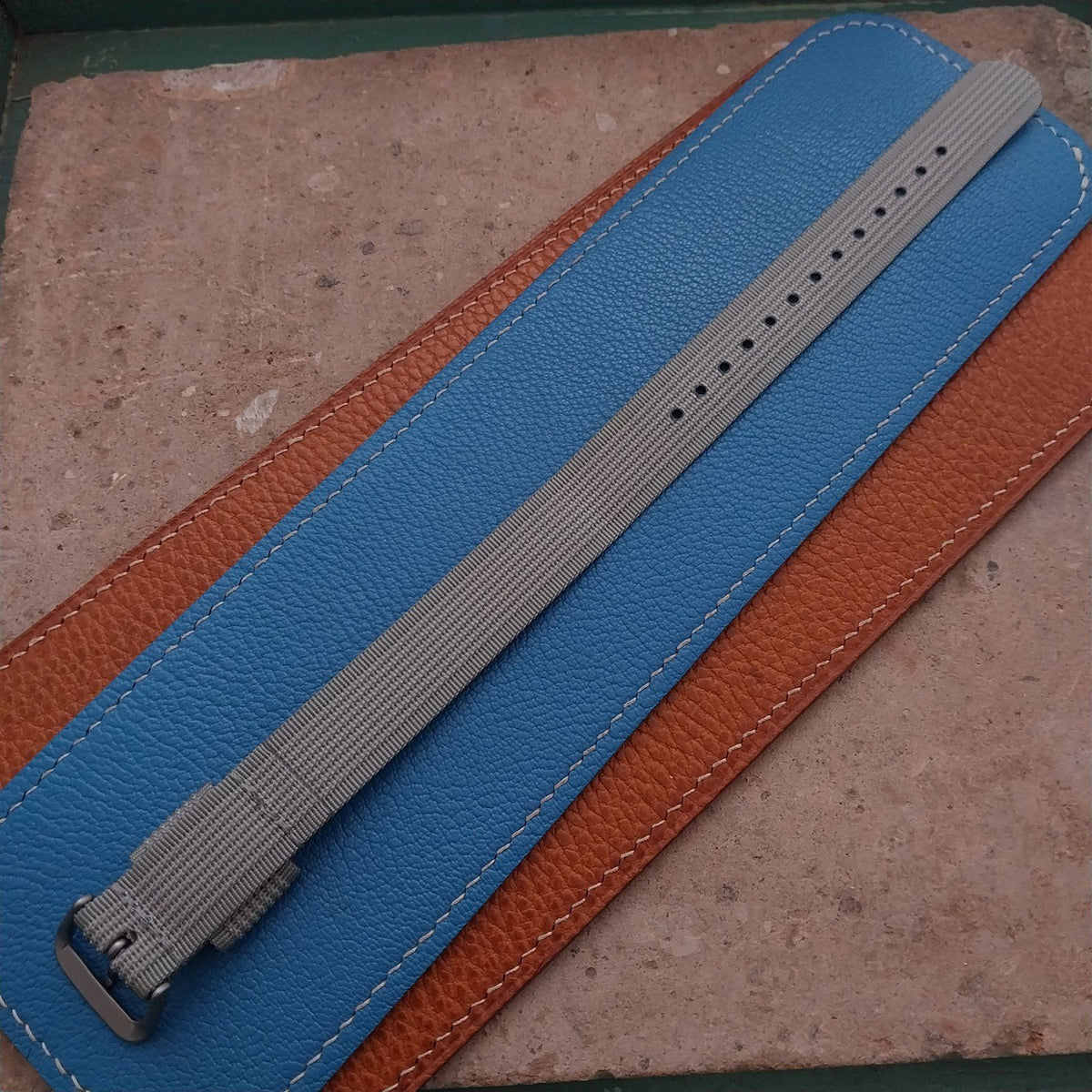 18mm RAF Gray Ribbed Nylon Single-Pass Field Watch Strap