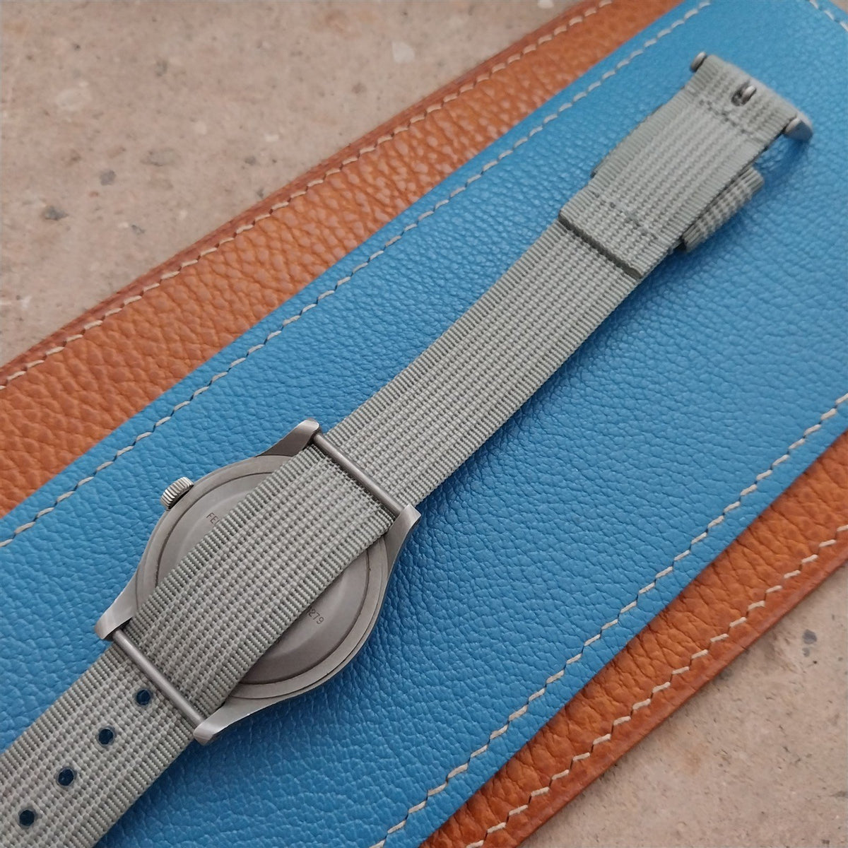 18mm RAF Gray Ribbed Nylon Single-Pass Field Watch Strap