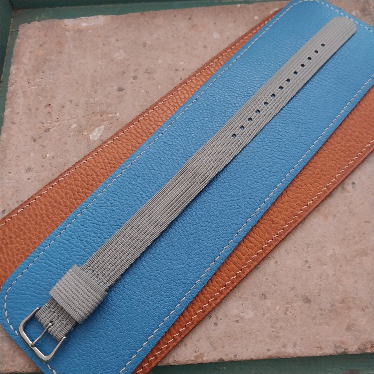 18mm RAF Gray Ribbed Nylon Single-Pass Field Watch Strap