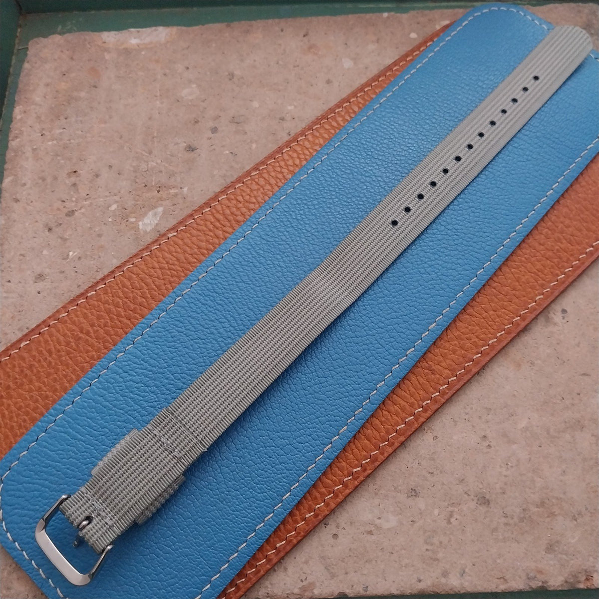 18mm RAF Gray Ribbed Nylon Single-Pass Field Watch Strap