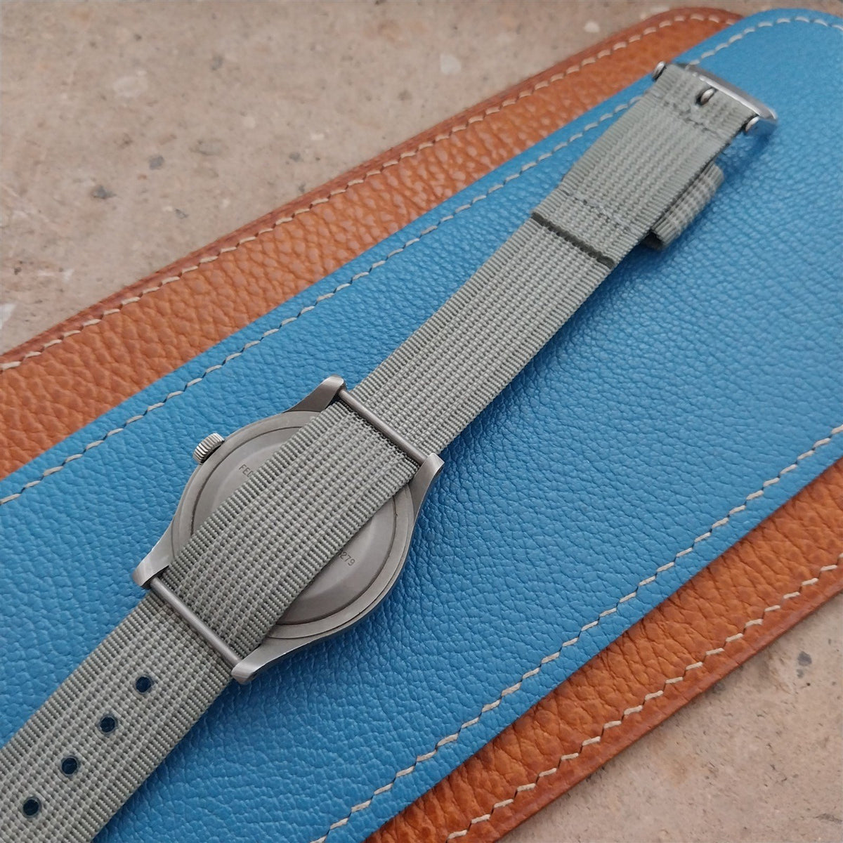 18mm RAF Gray Ribbed Nylon Single-Pass Field Watch Strap