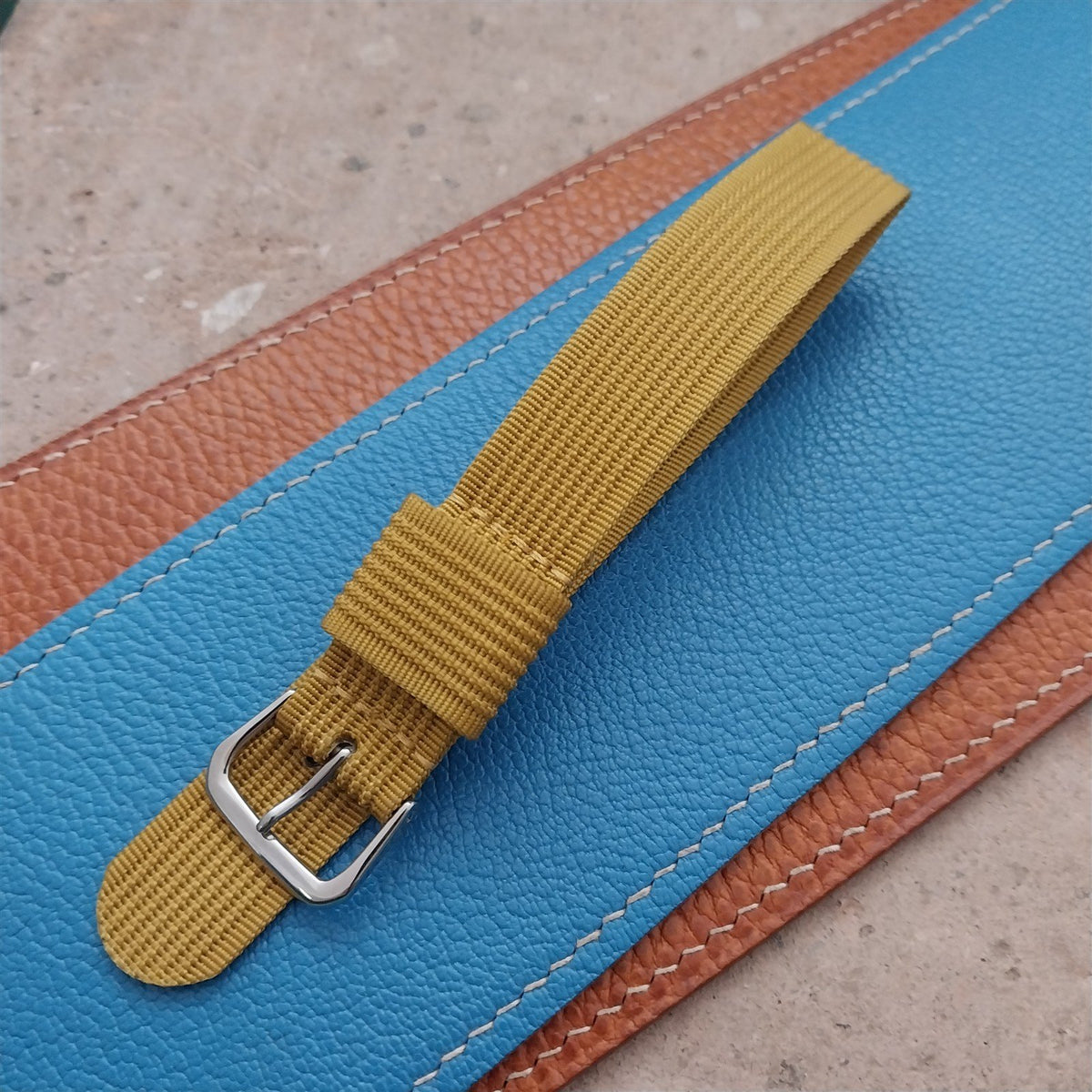 18mm RAF Mustard Yellow Ribbed Nylon Single-Pass Field Watch Strap