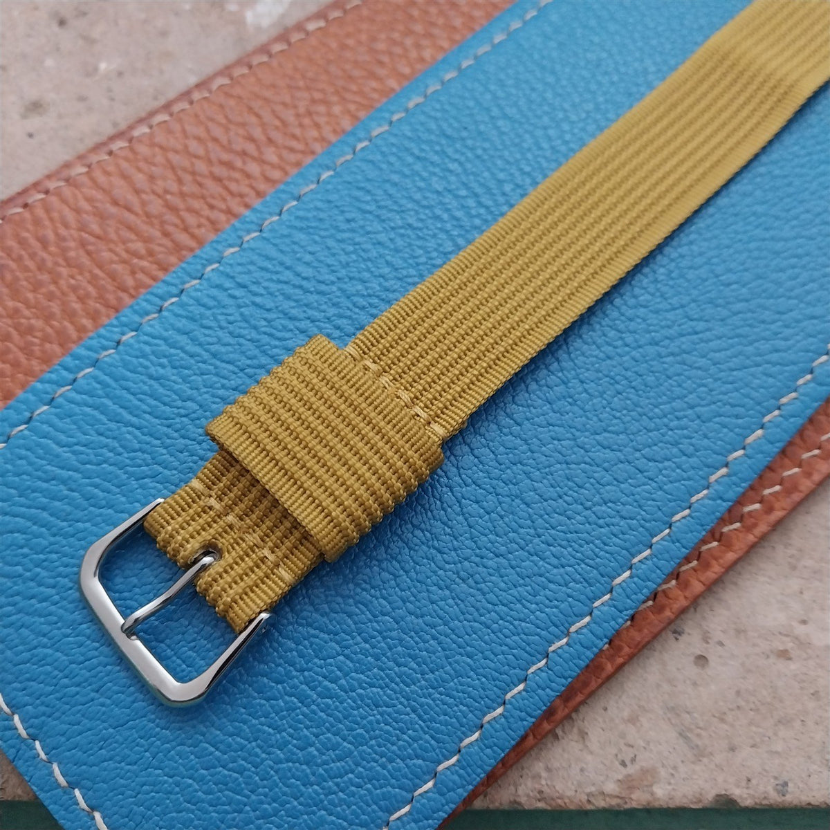 18mm RAF Mustard Yellow Ribbed Nylon Single-Pass Field Watch Strap