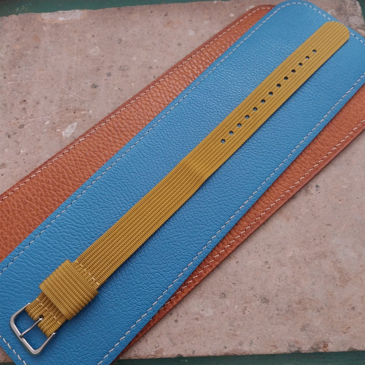 18mm RAF Mustard Yellow Ribbed Nylon Single-Pass Field Watch Strap
