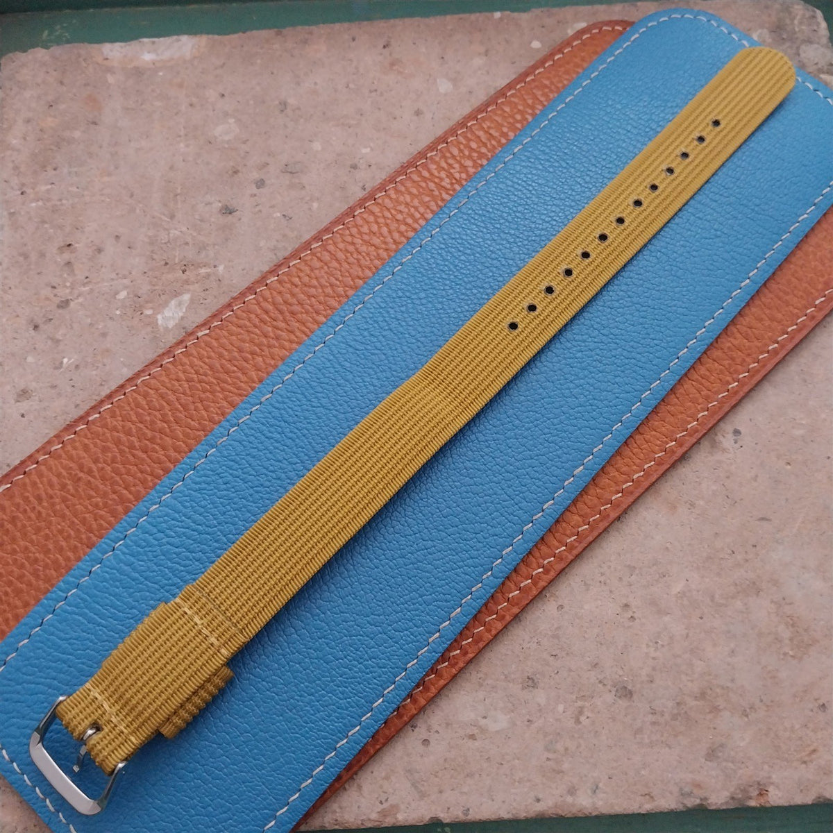 18mm RAF Mustard Yellow Ribbed Nylon Single-Pass Field Watch Strap