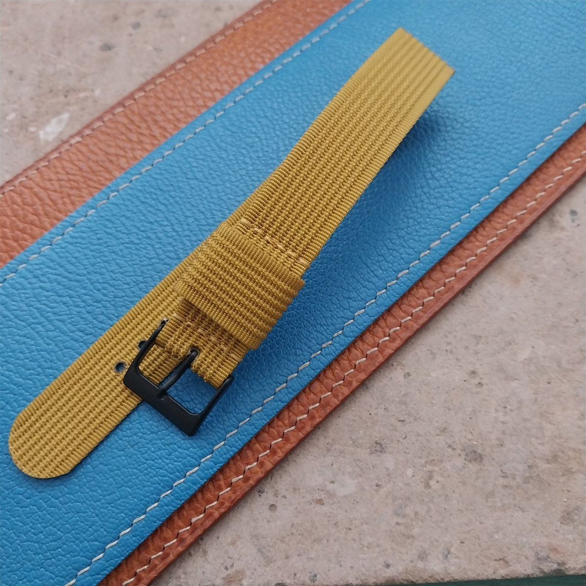 18mm RAF Mustard Yellow Ribbed Nylon Single-Pass Field Watch Strap