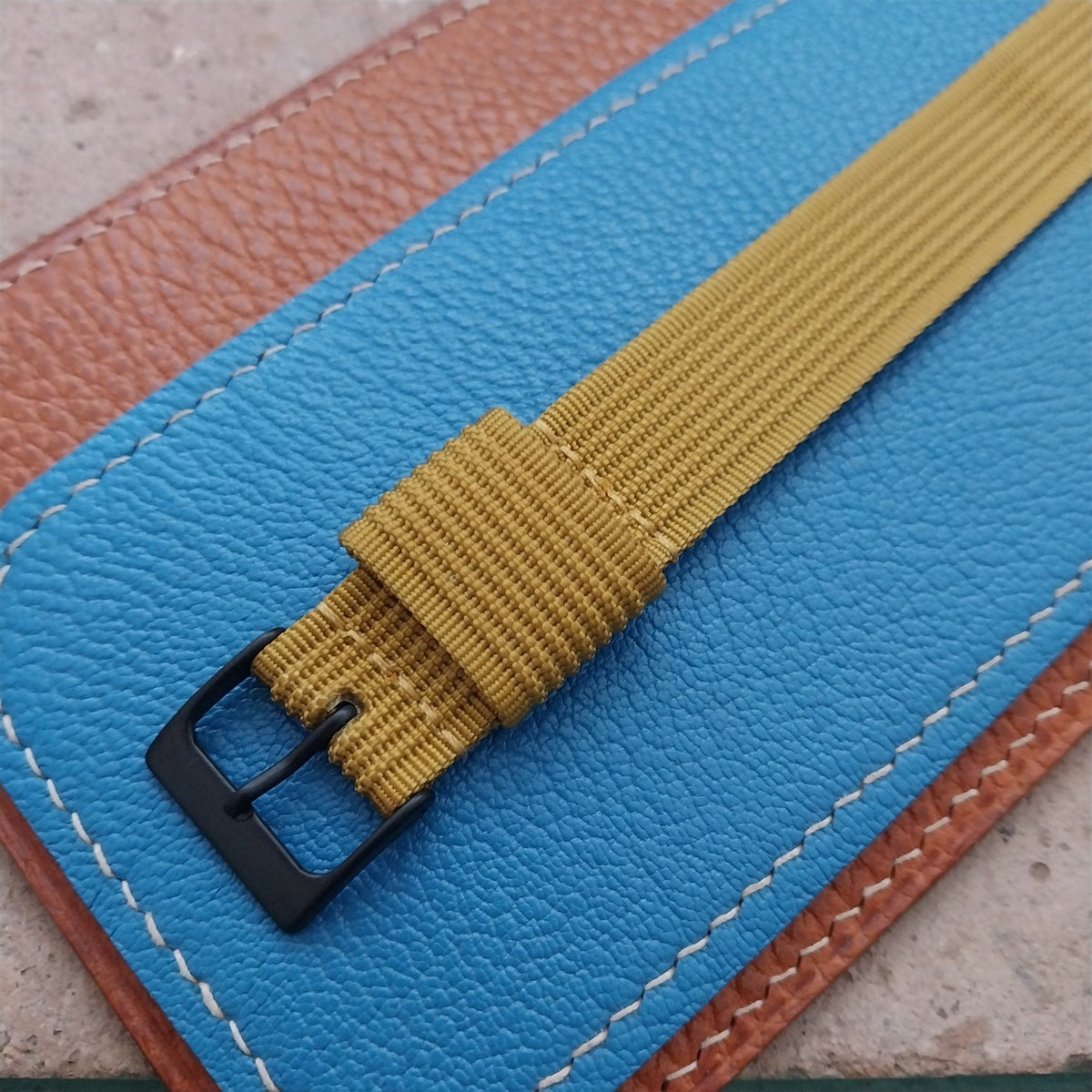 18mm RAF Mustard Yellow Ribbed Nylon Single-Pass Field Watch Strap