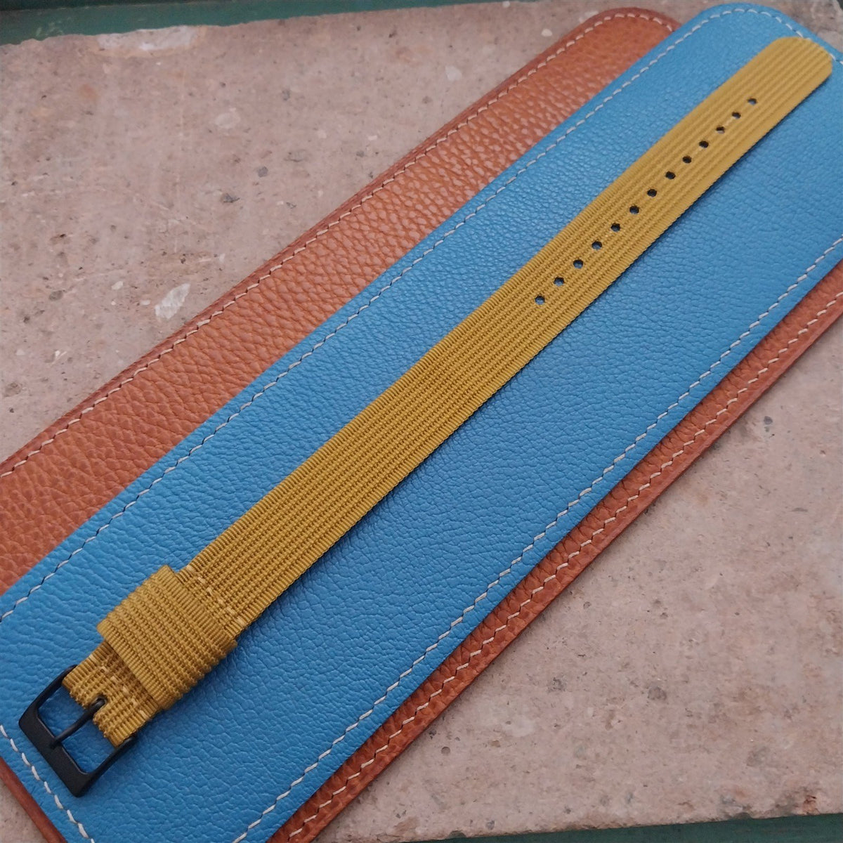 18mm RAF Mustard Yellow Ribbed Nylon Single-Pass Field Watch Strap