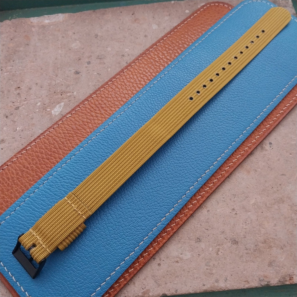 18mm RAF Mustard Yellow Ribbed Nylon Single-Pass Field Watch Strap
