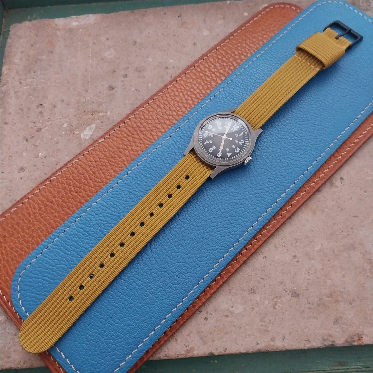 18mm RAF Mustard Yellow Ribbed Nylon Single-Pass Field Watch Strap
