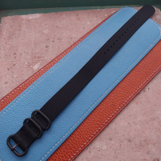 20mm Black Maratac Zulu Watch Strap & Black Stainless Hardware