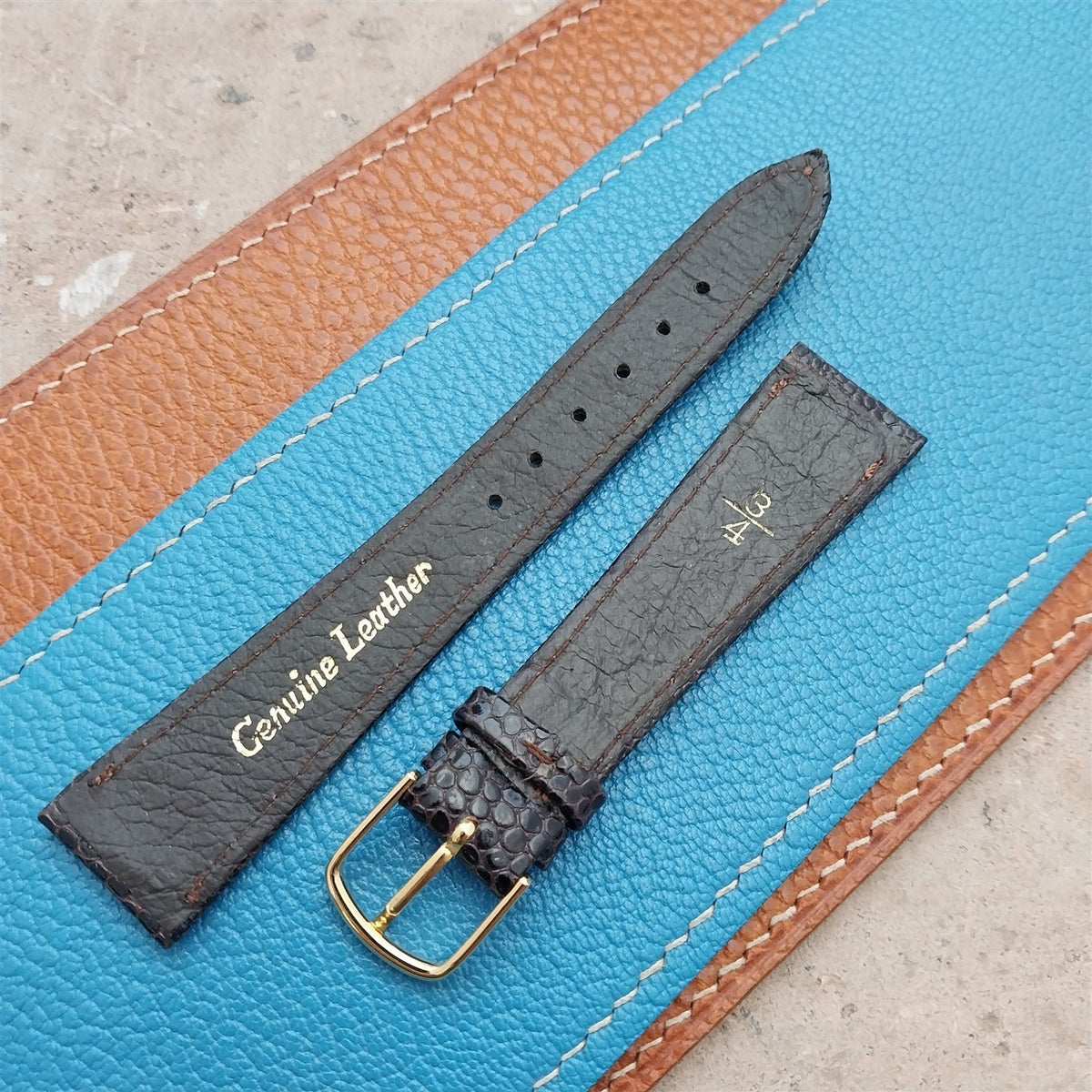 19mm Band-It Brown Tapered Lizard-Grain Leather Unused Watch Strap