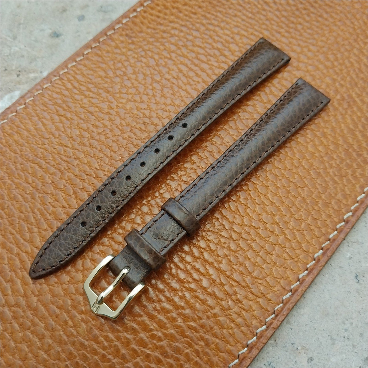 13mm Ladies Long Hirsch Windsor Brown Leather Watch Strap