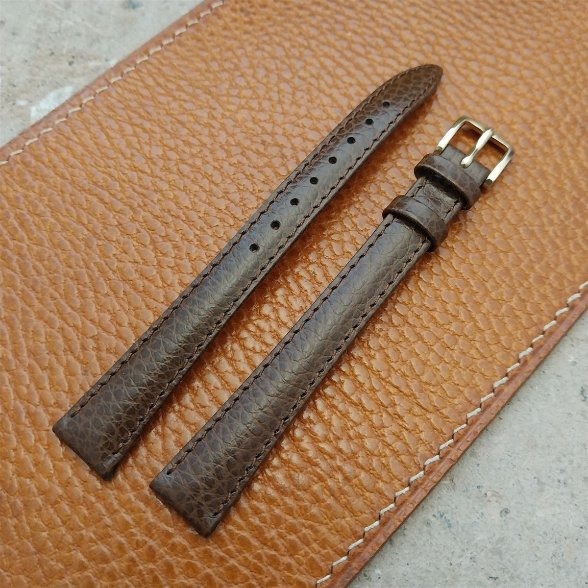 13mm Ladies Long Hirsch Windsor Brown Leather Watch Strap
