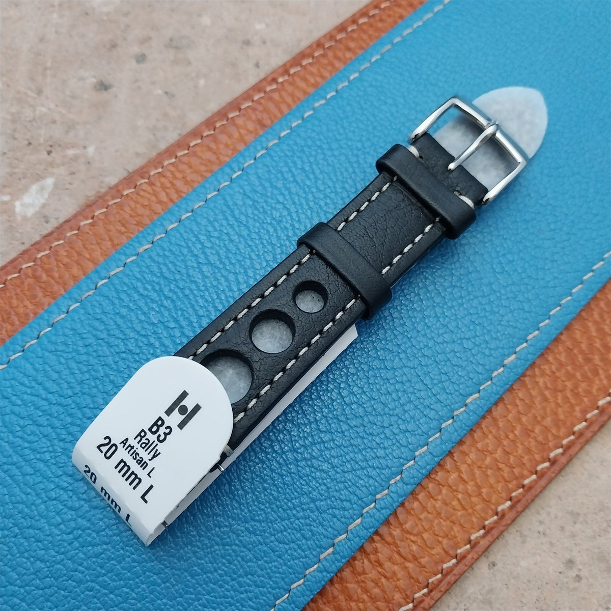 20mm Hirsch Rally Black Buffalo Leather 20/18 Watch Strap