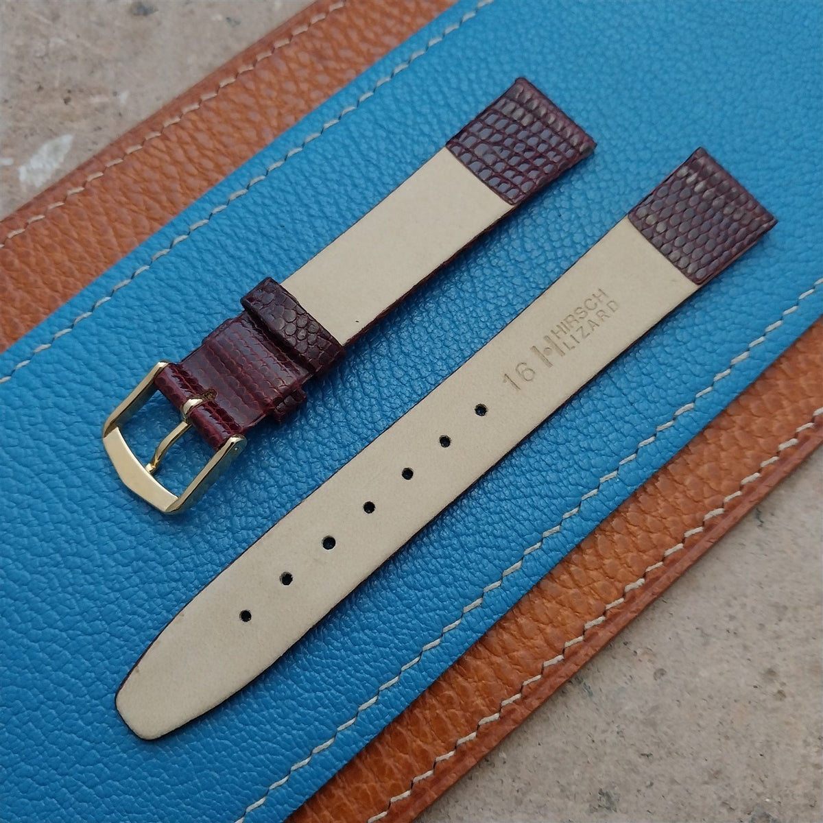 16mm Hirsch Brown Lizard Unused Tapered 16/14 Watch Band