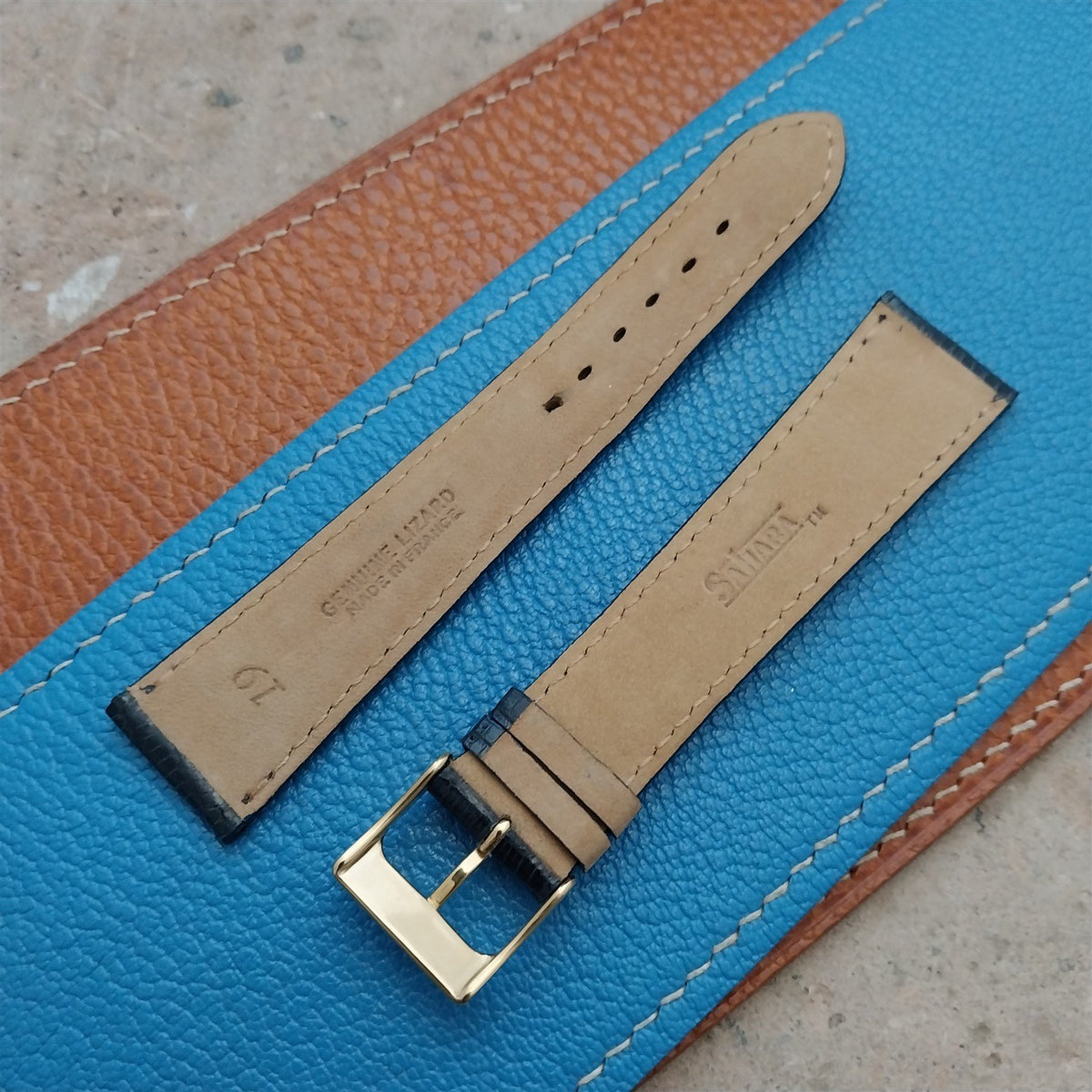 19mm Sahara Swiss Lizard NOS Vintage Tapered Watch Strap