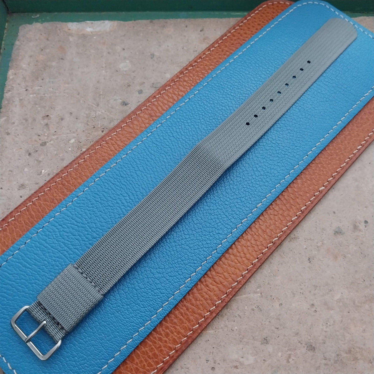 20mm RAF Style Gray Ribbed Nylon Single Pass Field Watch Strap