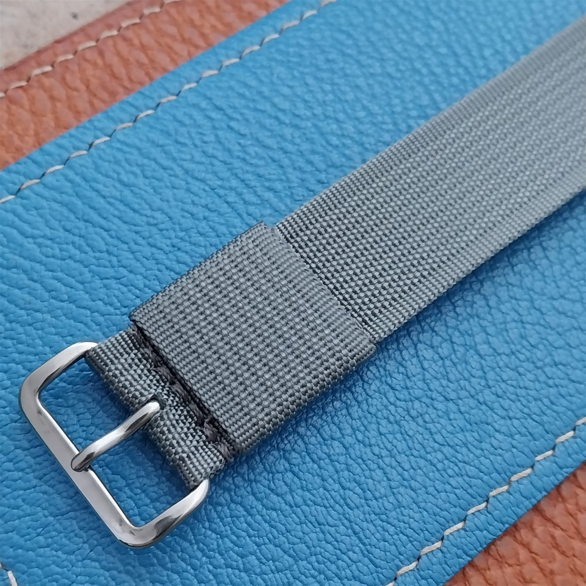 20mm RAF Style Gray Ribbed Nylon Single Pass Field Watch Strap