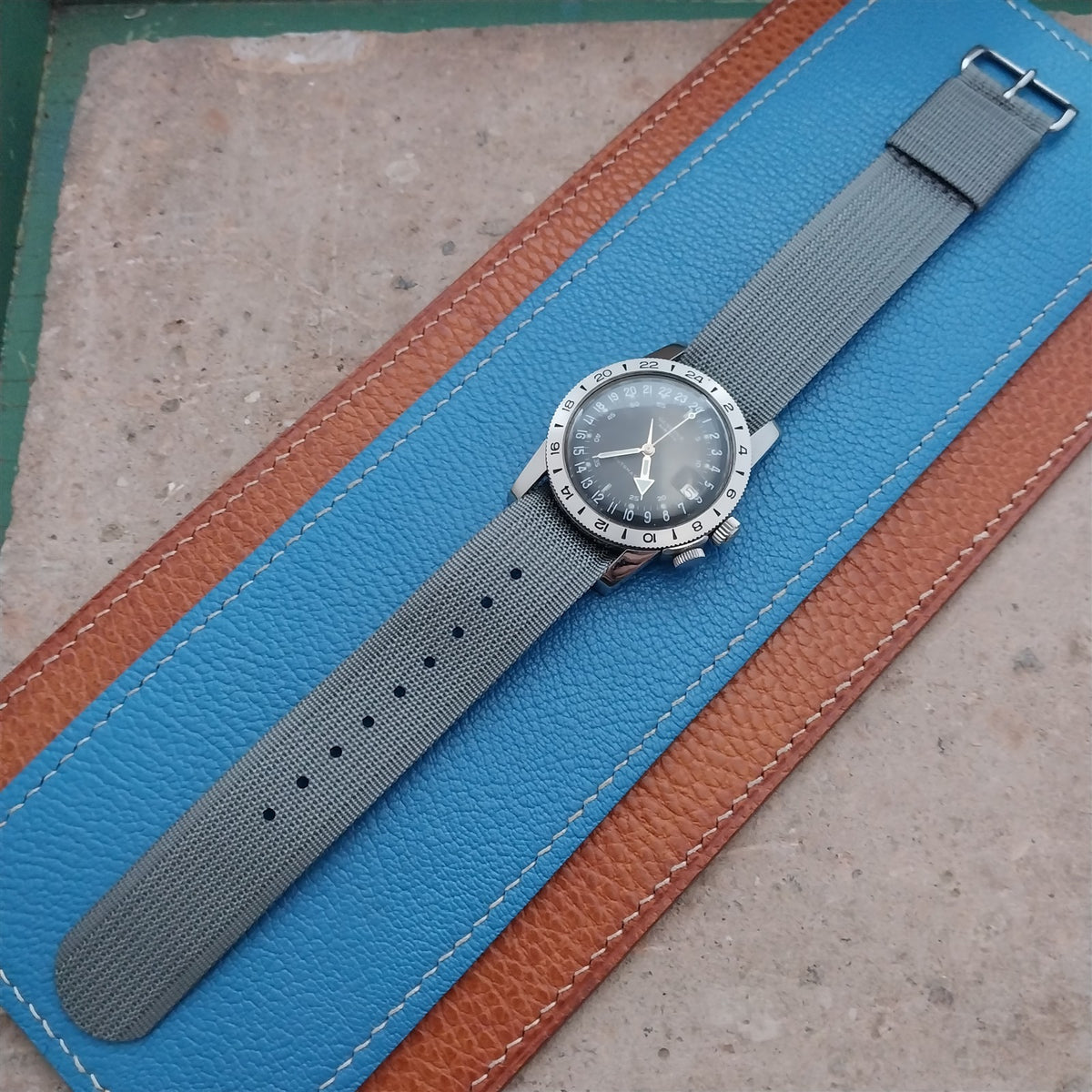20mm RAF Style Gray Ribbed Nylon Single Pass Field Watch Strap