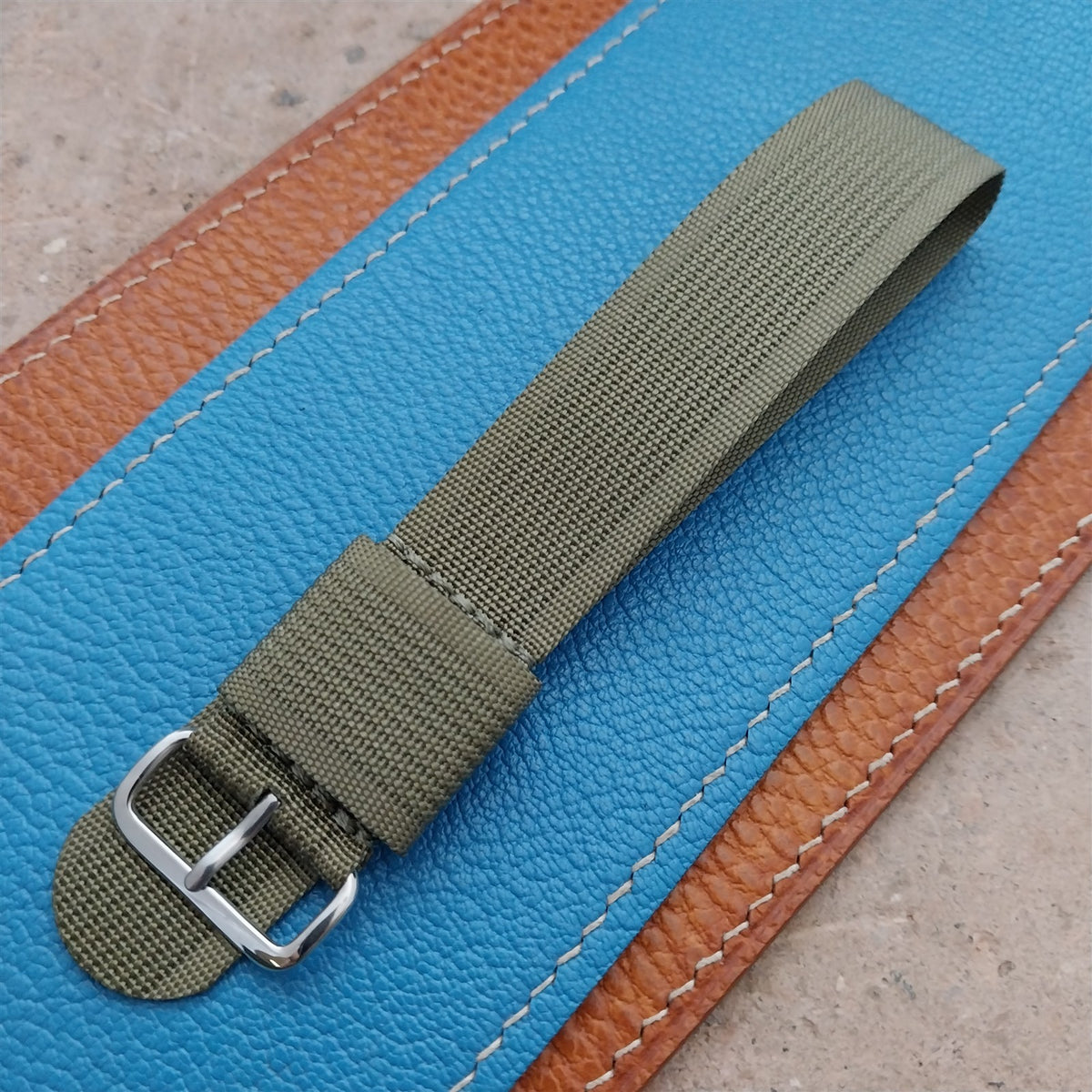 20mm RAF Style OD Green Ribbed Nylon Single Pass Field Watch Strap