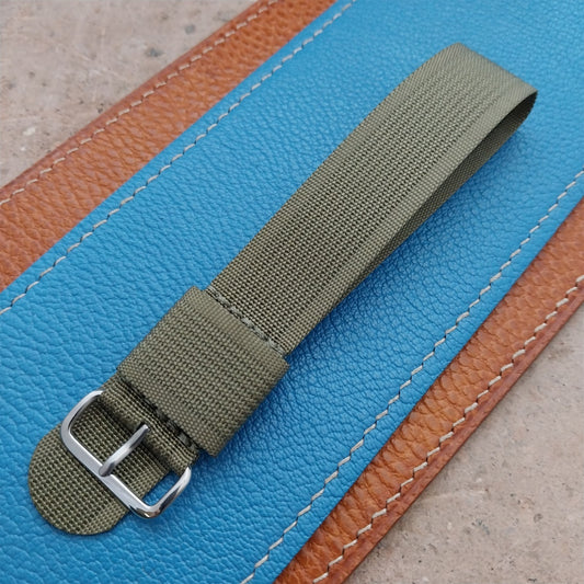 20mm RAF Style OD Green Ribbed Nylon Single Pass Field Watch Strap