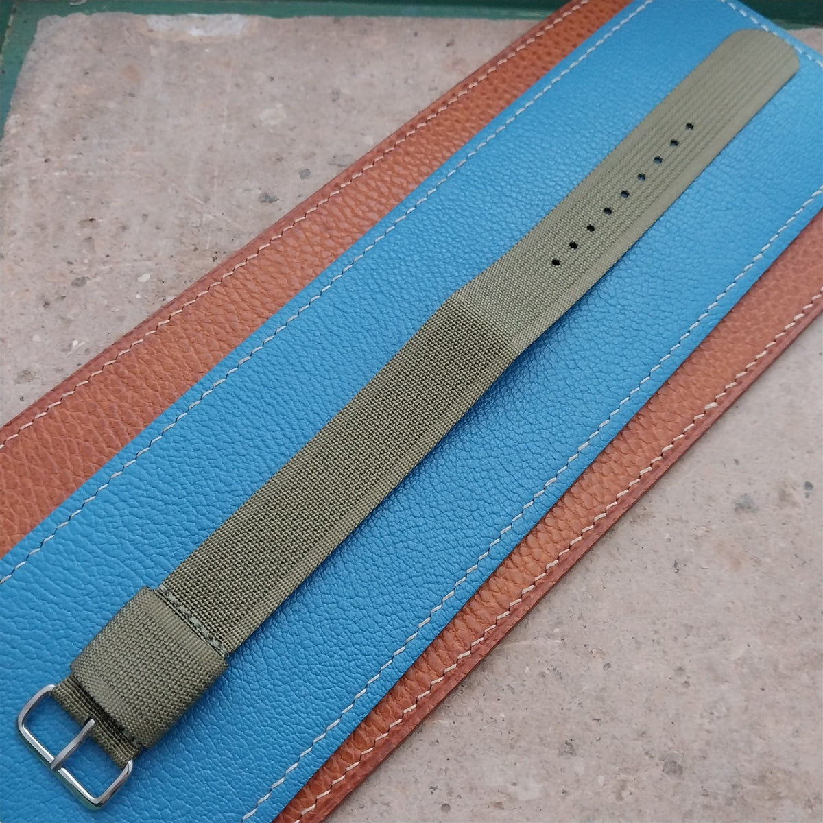 20mm RAF Style OD Green Ribbed Nylon Single Pass Field Watch Strap