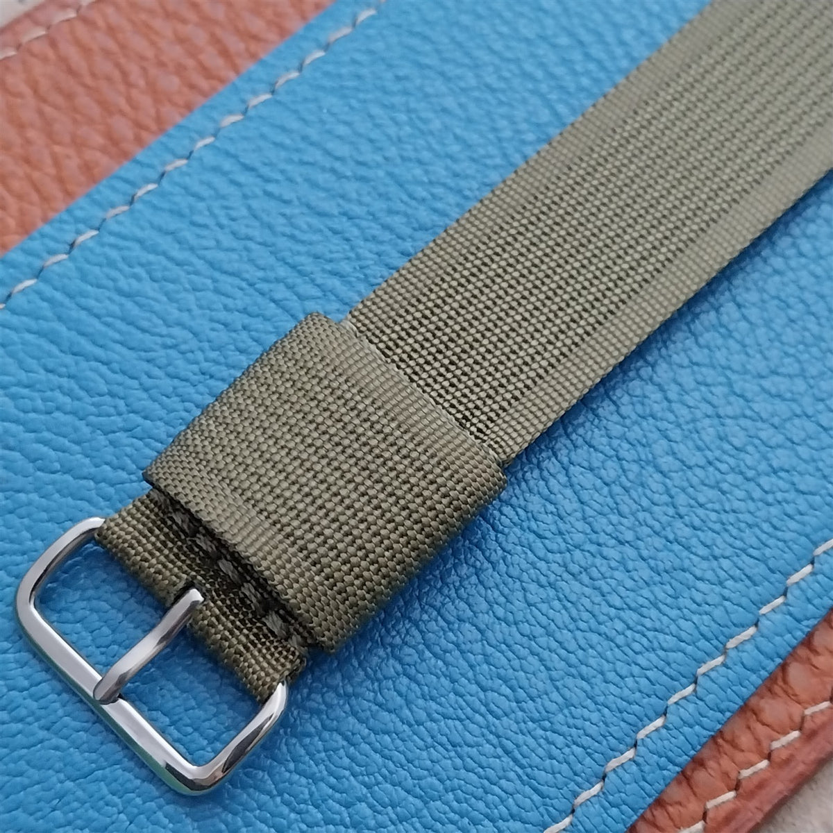 20mm RAF Style OD Green Ribbed Nylon Single Pass Field Watch Strap