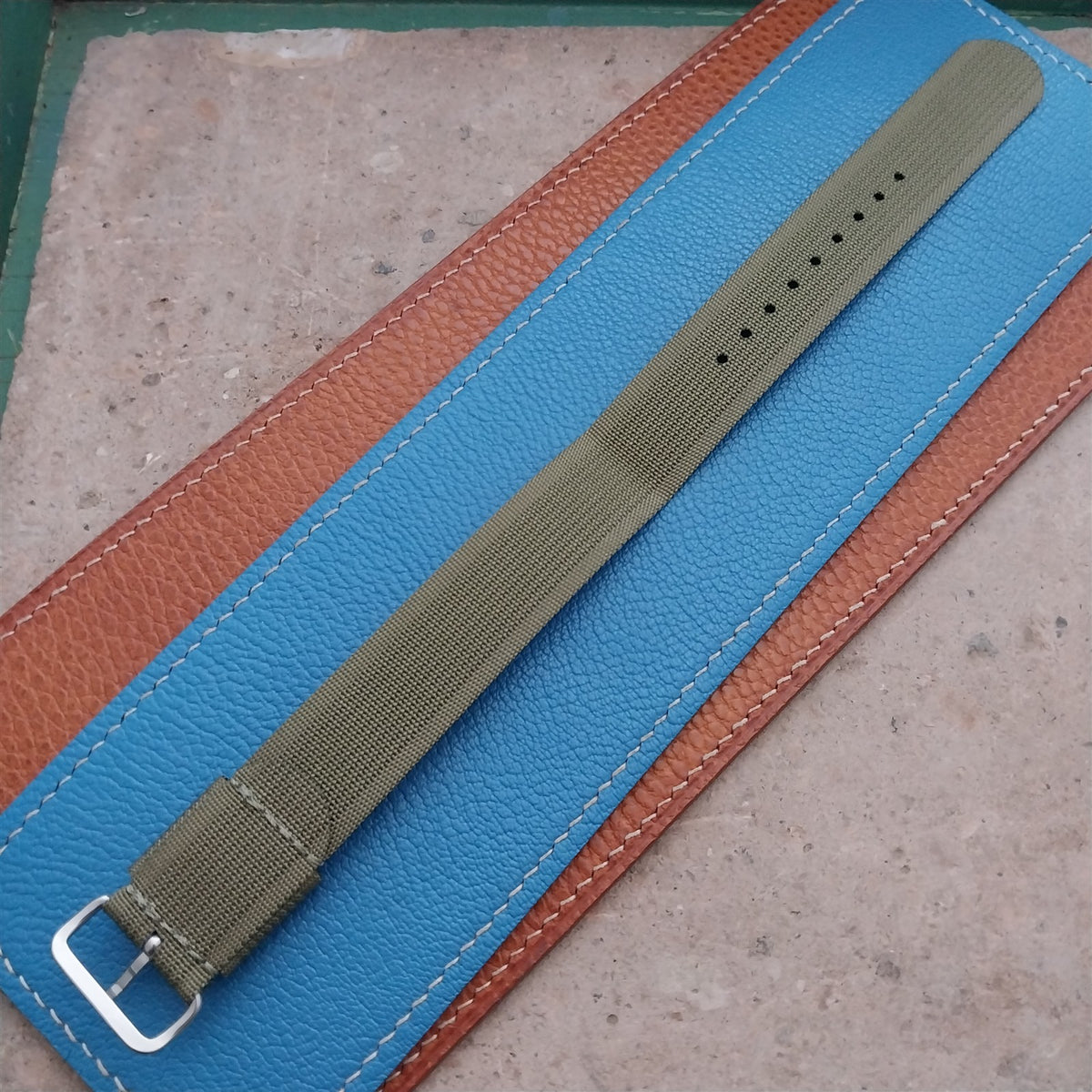 20mm RAF Style OD Green Ribbed Nylon Single Pass Field Watch Strap