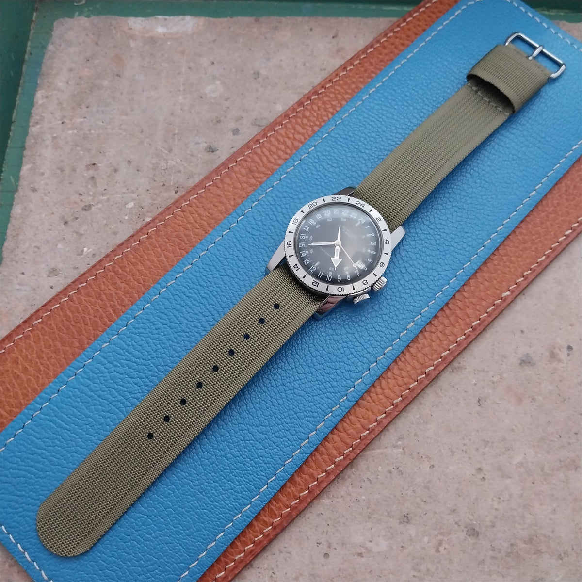 20mm RAF Style OD Green Ribbed Nylon Single Pass Field Watch Strap