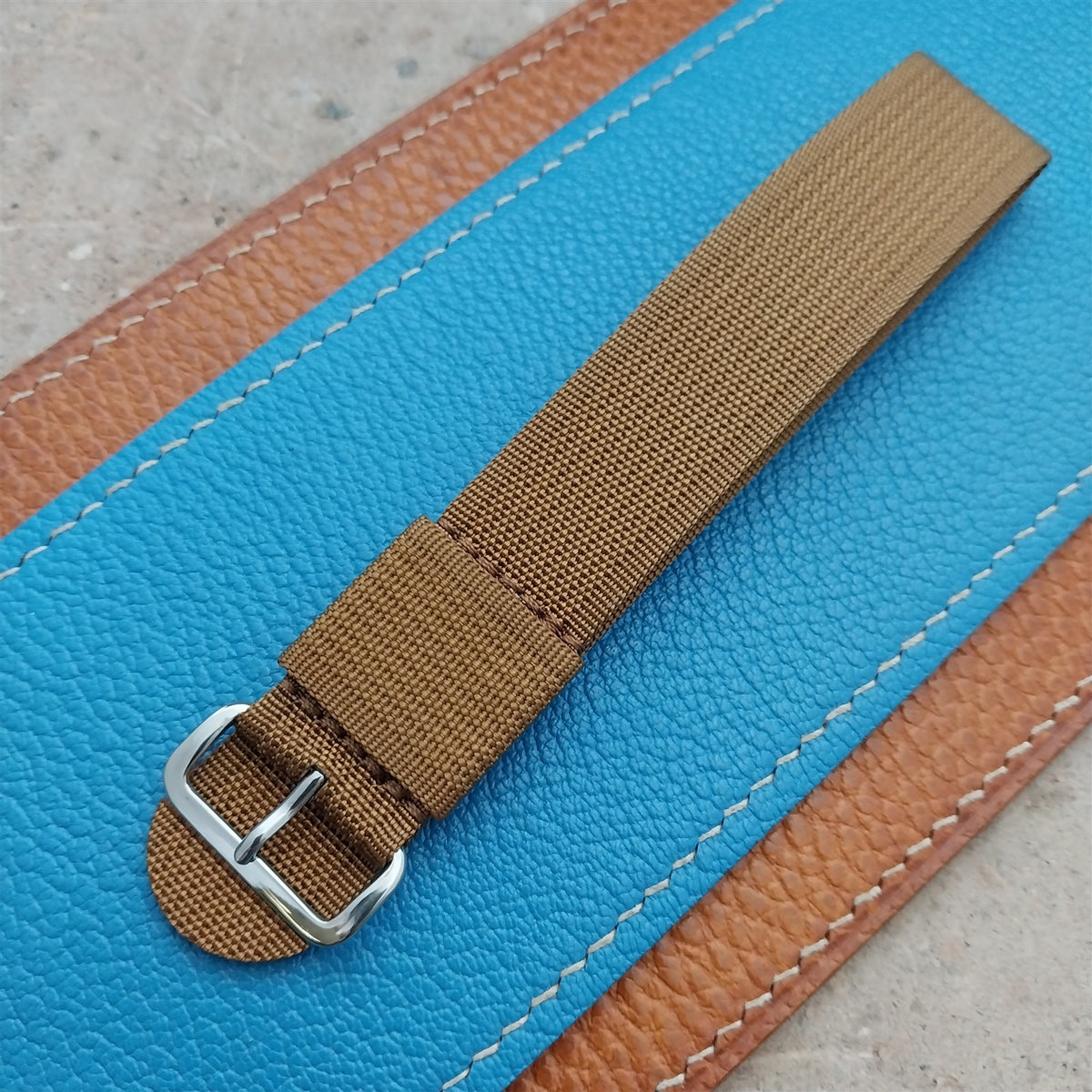 20mm RAF Style Brown Ribbed Nylon Single-Pass Field Watch Strap