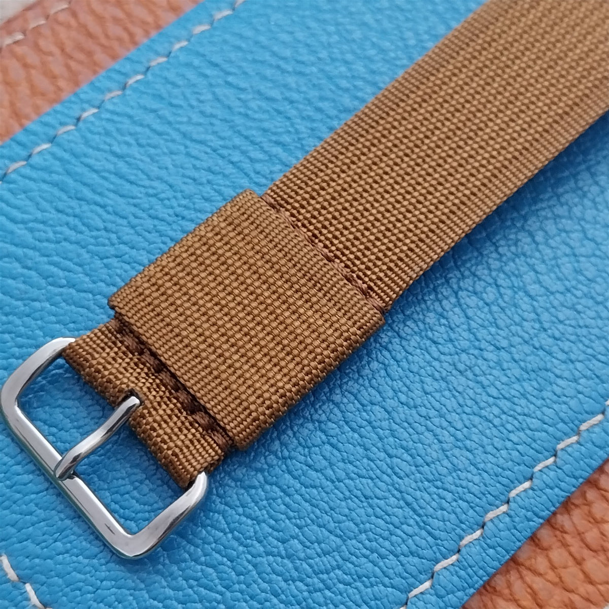 20mm RAF Style Brown Ribbed Nylon Single-Pass Field Watch Strap