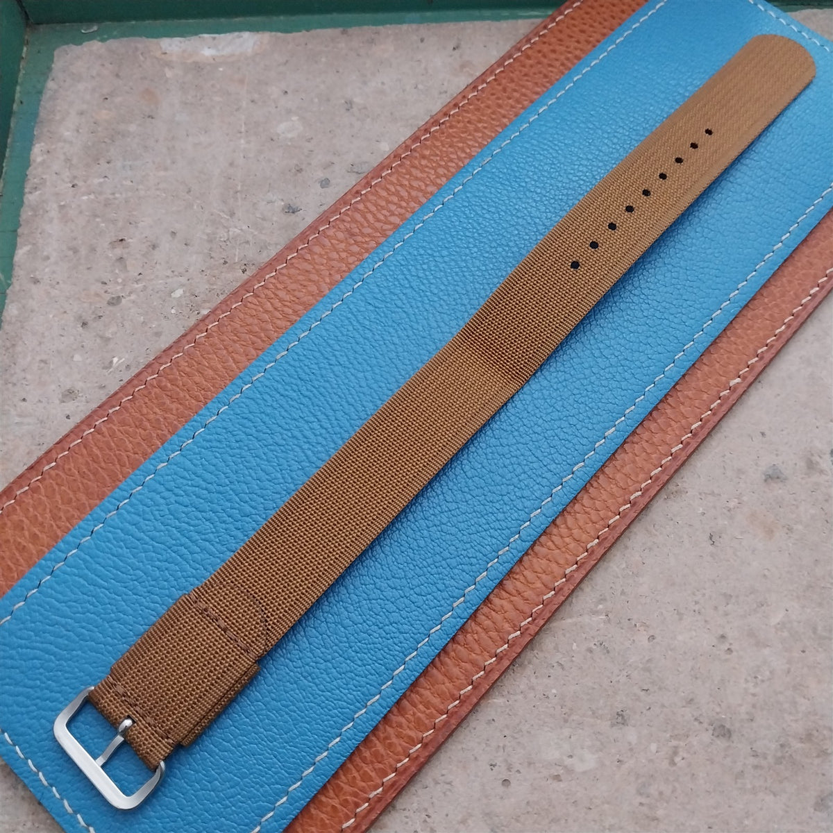 20mm RAF Style Brown Ribbed Nylon Single-Pass Field Watch Strap