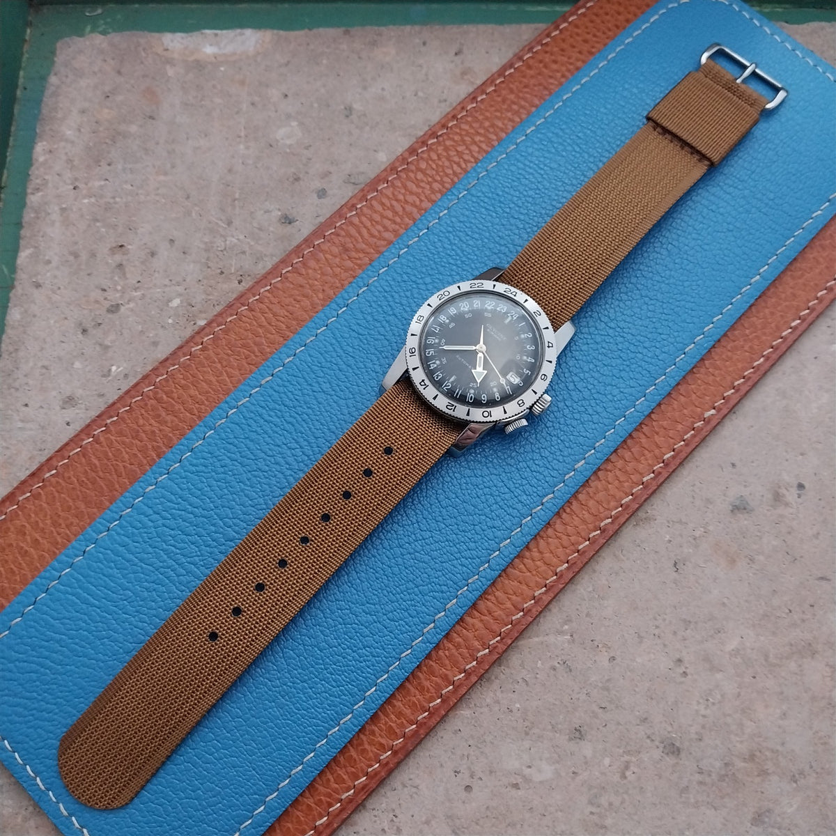 20mm RAF Style Brown Ribbed Nylon Single-Pass Field Watch Strap