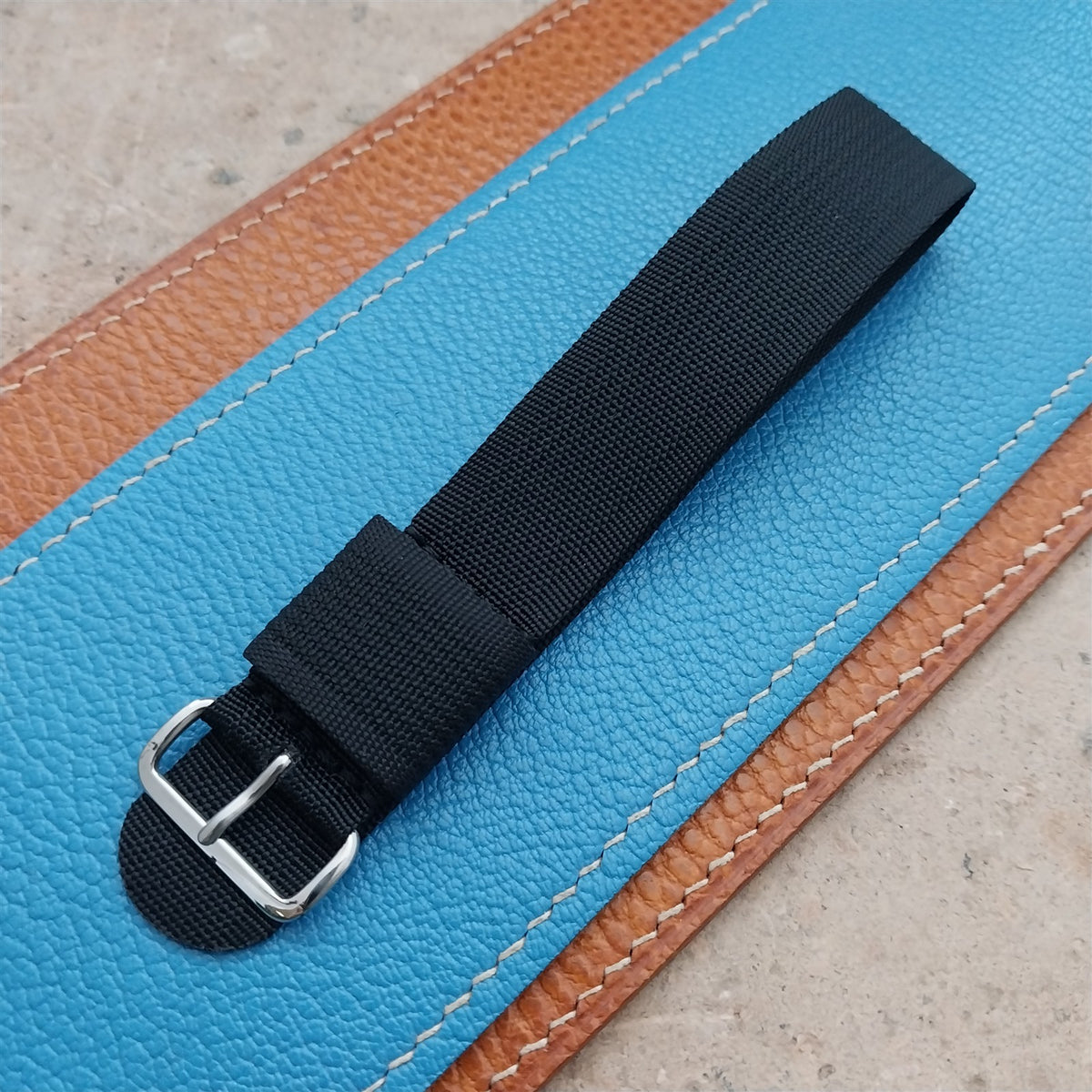 20mm RAF Style Black Ribbed Nylon Single-Pass Field Watch Strap