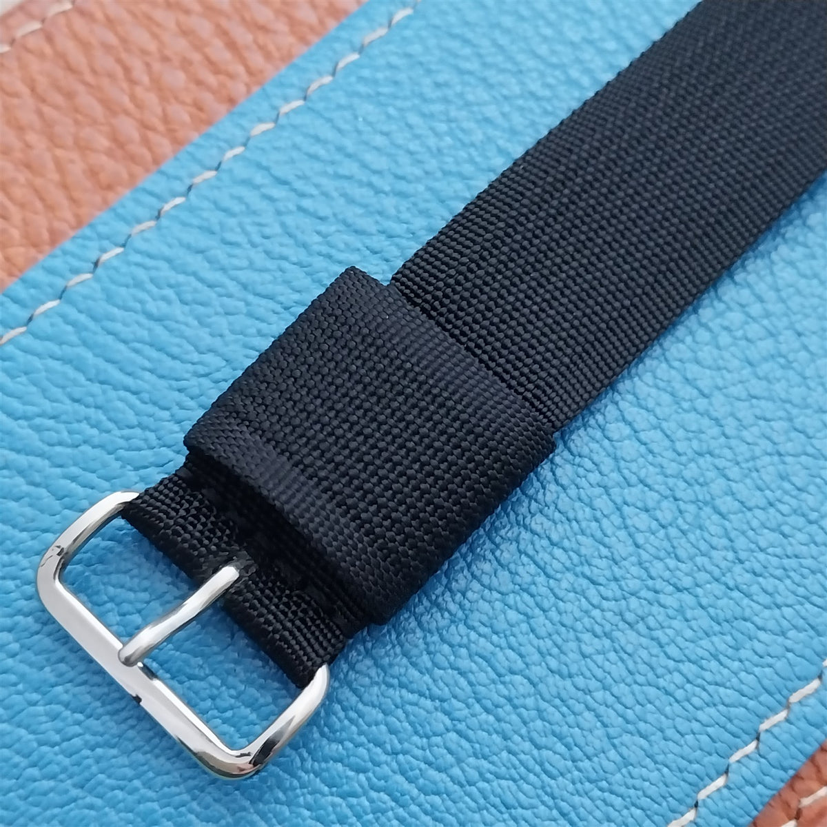 20mm RAF Style Black Ribbed Nylon Single-Pass Field Watch Strap