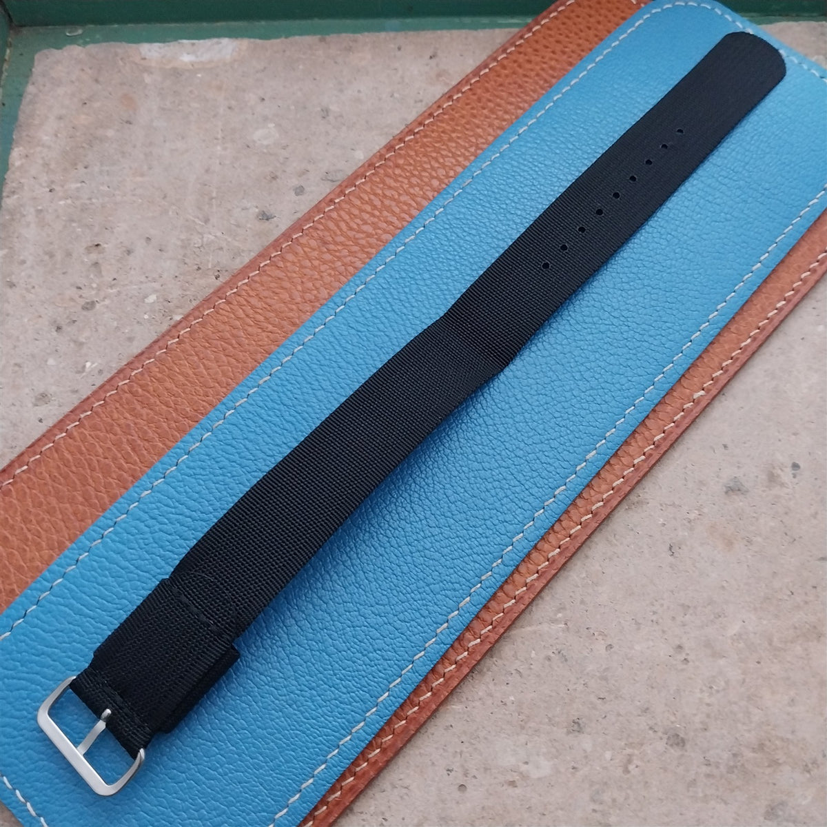 20mm RAF Style Black Ribbed Nylon Single-Pass Field Watch Strap
