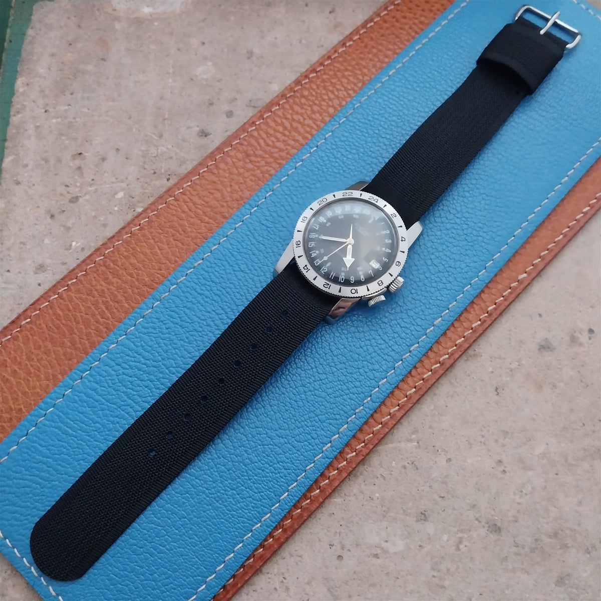 20mm RAF Style Black Ribbed Nylon Single-Pass Field Watch Strap