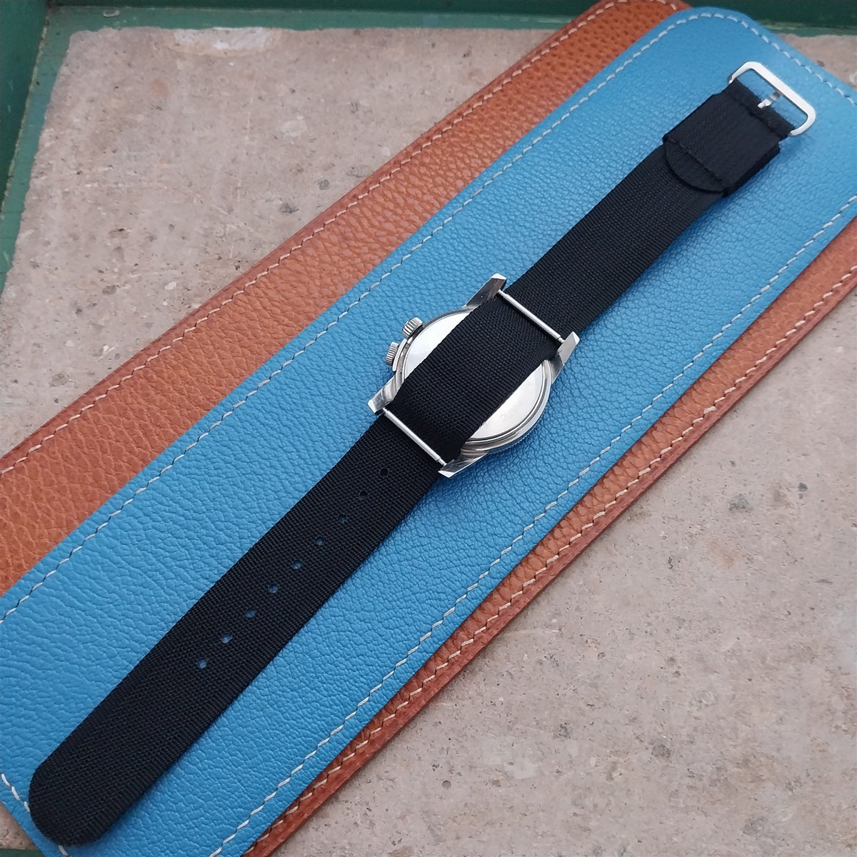 20mm RAF Style Black Ribbed Nylon Single-Pass Field Watch Strap