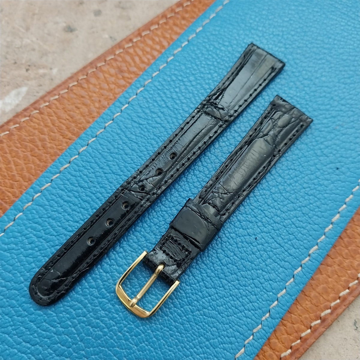 Vintage 1/2" 13mm Black Alligator Ladies Unused Classic Watch Strap