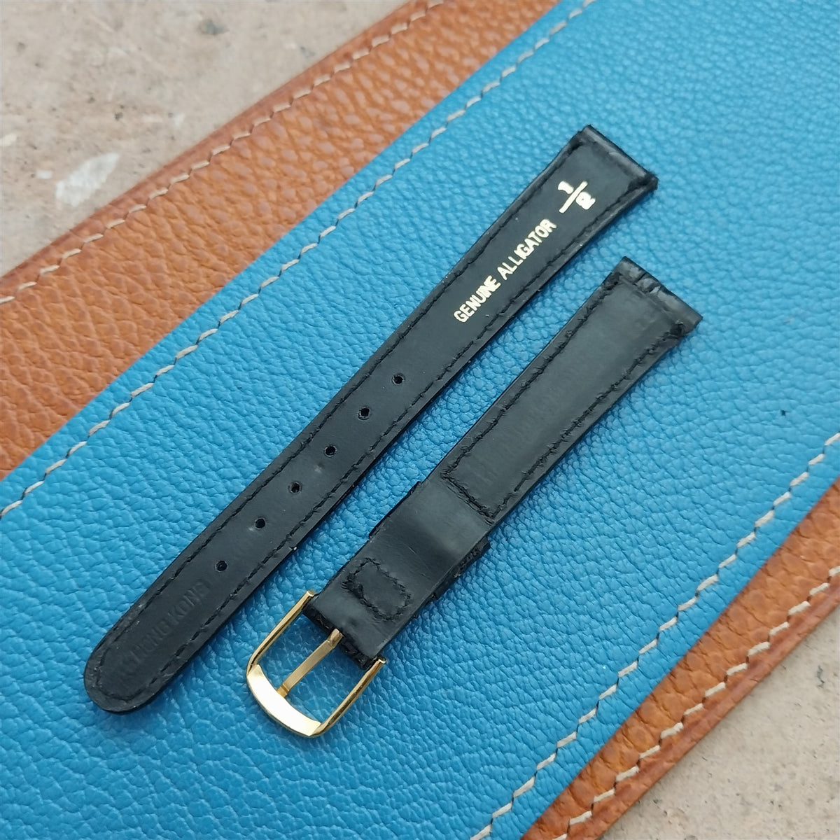 Vintage 1/2" 13mm Black Alligator Ladies Unused Classic Watch Strap