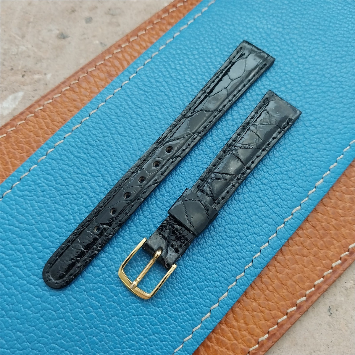 Vintage 1/2" 13mm Black Alligator Ladies Unused Classic Watch Strap