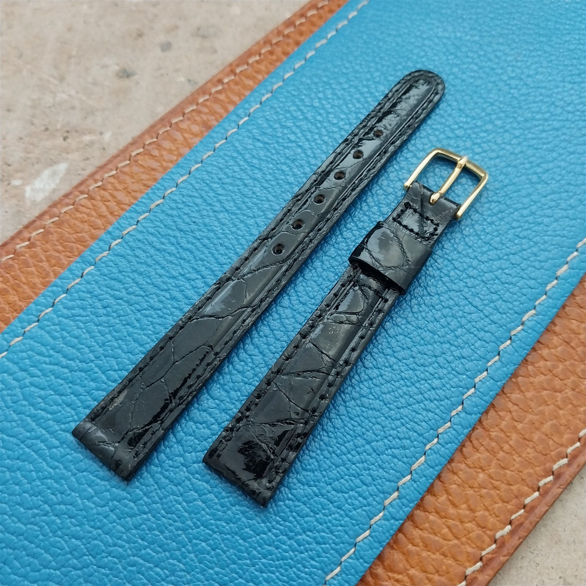 Vintage 1/2" 13mm Black Alligator Ladies Unused Classic Watch Strap