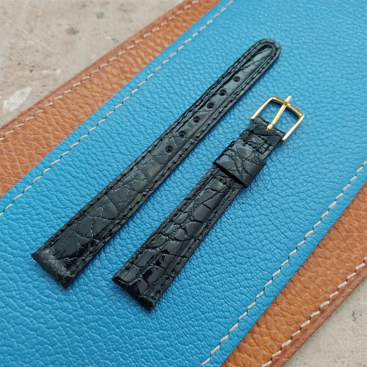 Vintage 1/2" 13mm Black Alligator Ladies Unused Classic Watch Strap