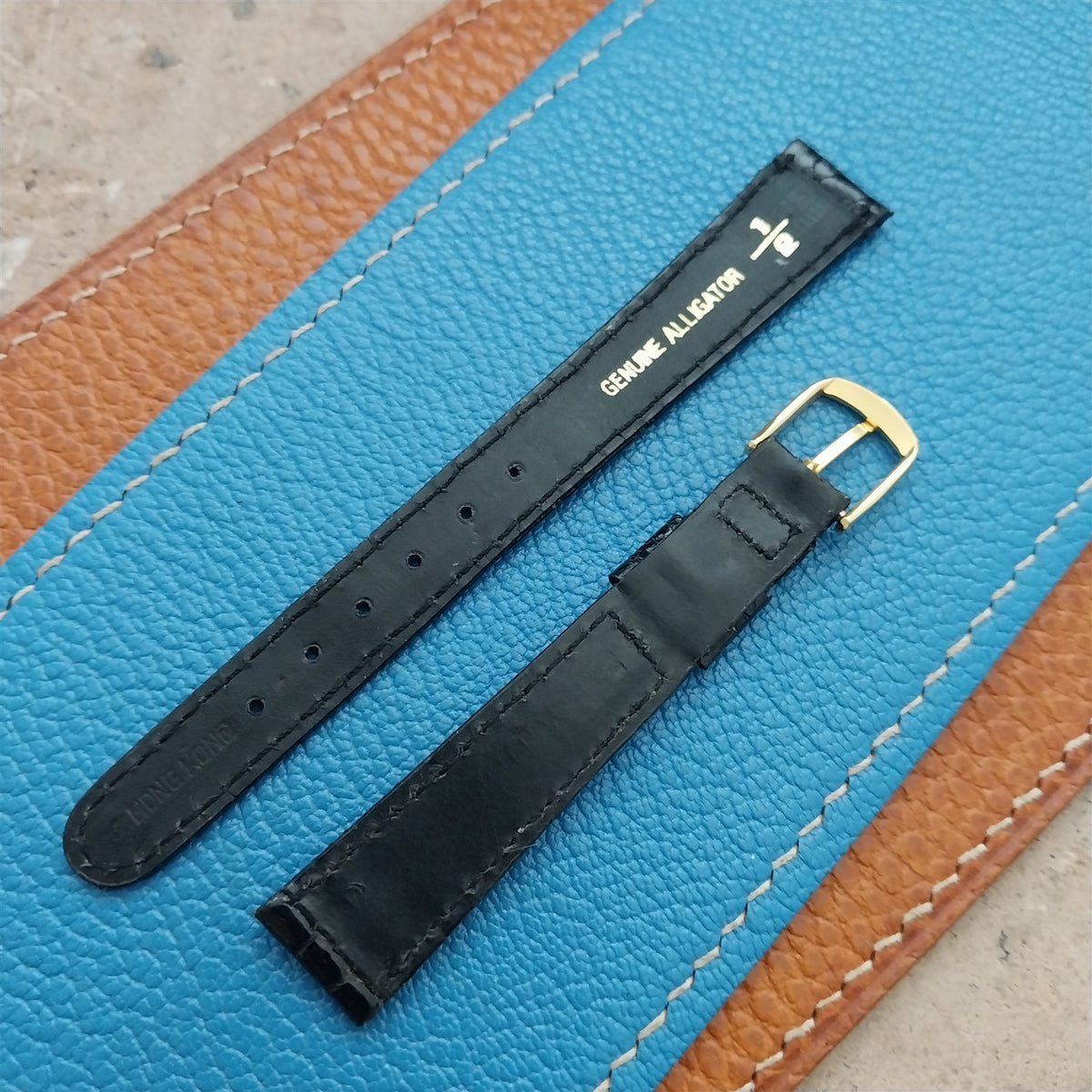Vintage 1/2" 13mm Black Alligator Ladies Unused Classic Watch Strap